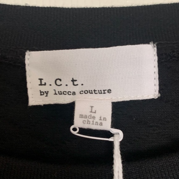 NWT Lucca Couture Black Quilted Pullover w/ Metallic Sleeves and Pockets - Picture 5 of 8